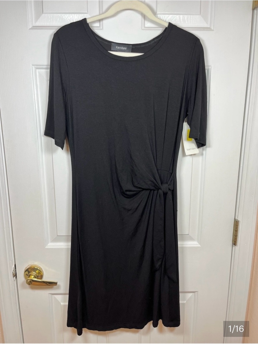 NWT Karen Kane Black Side Tie Front T-Shirt Dress Medium | $138 MSRP